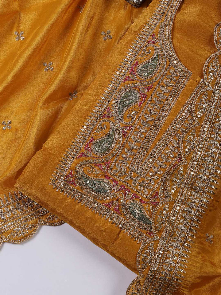 Neck Embroidered Tissue Unstitched Suit With Dupatta