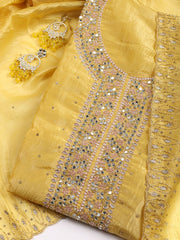 Neck Embroidered Tissue Unstitched Suit With Dupatta