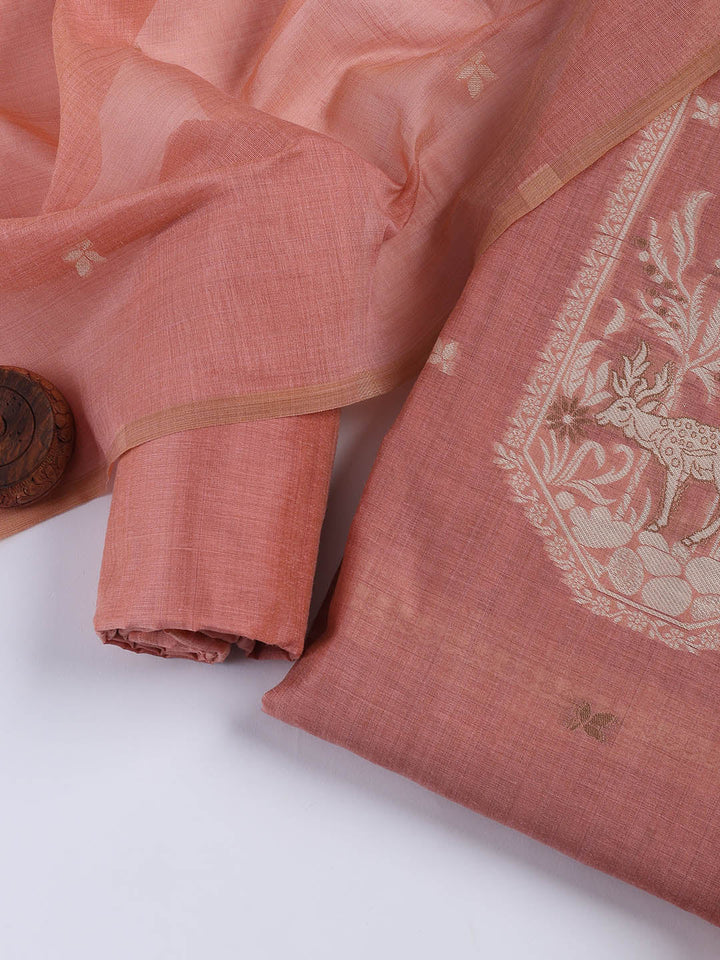 Woven Chanderi Unstitched Suit With Dupatta