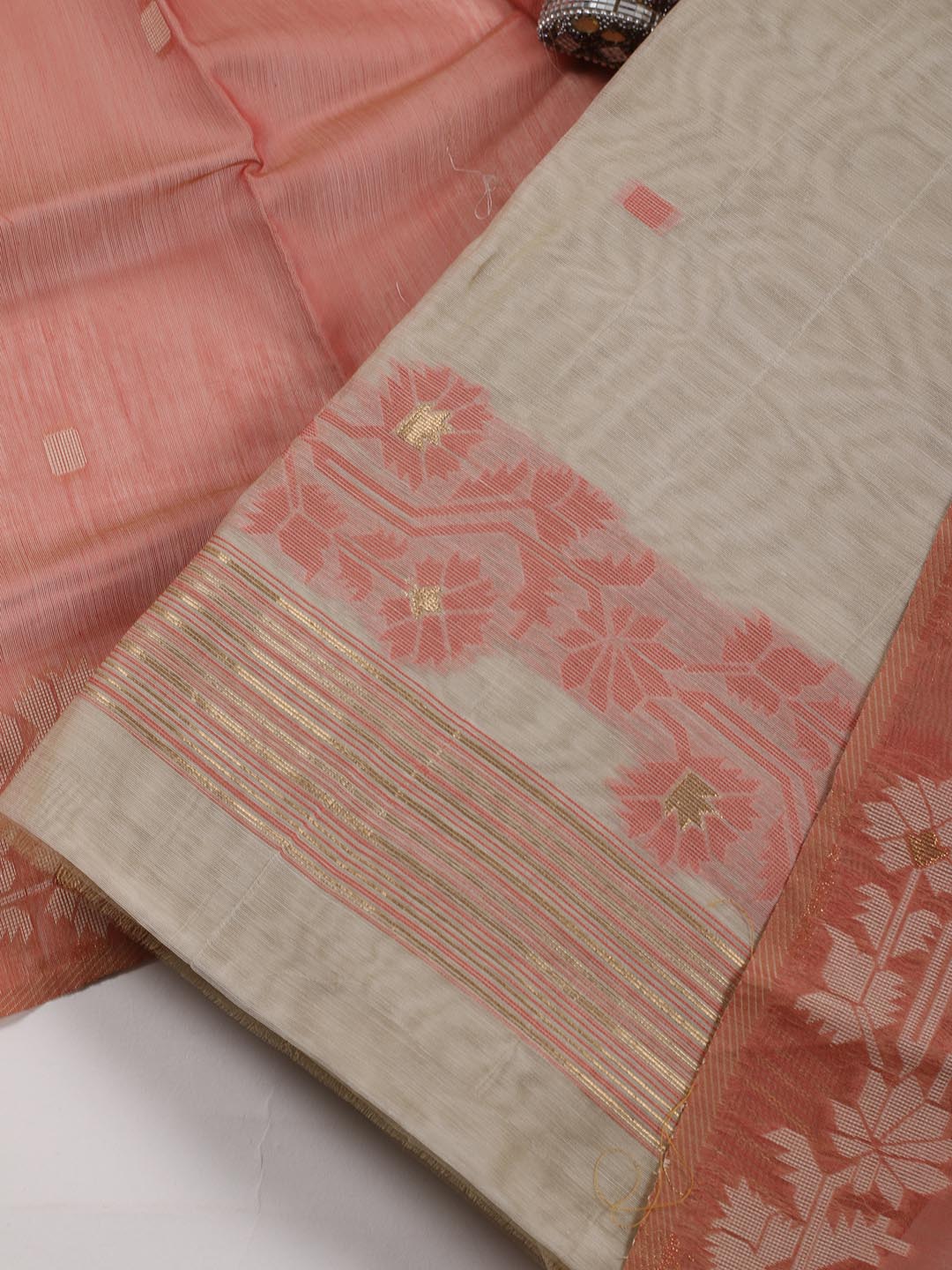 Jamdani Chanderi Unstitched Suit Piece With Dupatta