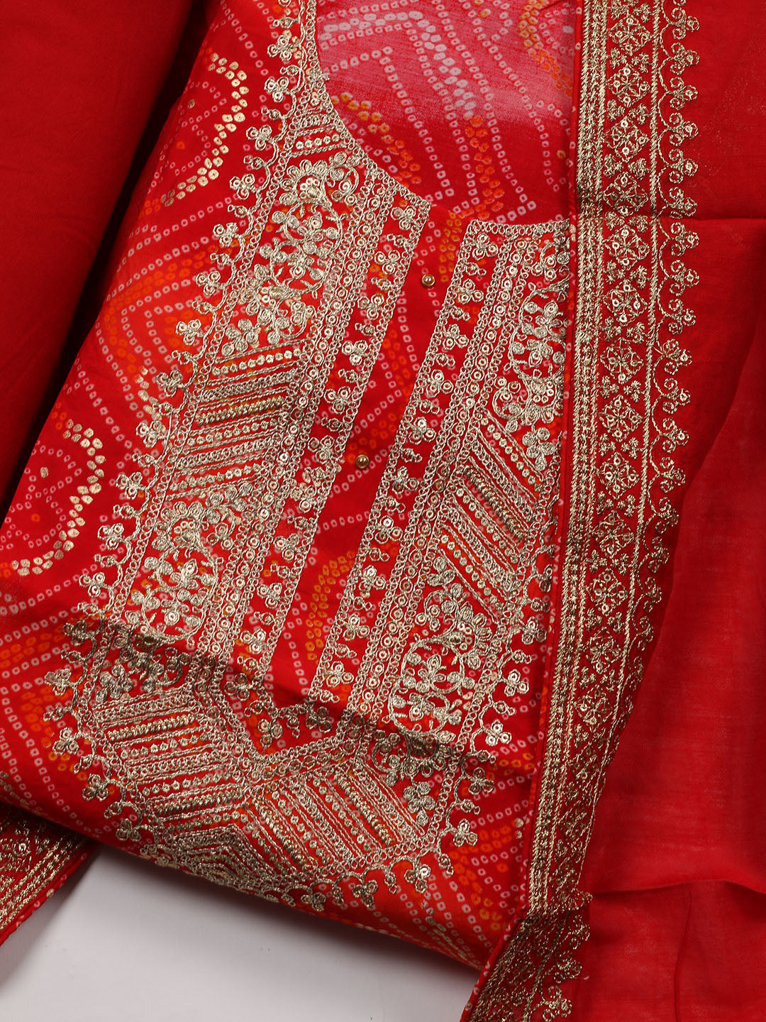 Neck Embroidered Cotton Blend Unstitched Suit With Dupatta