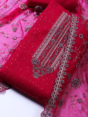 Embroidered Organza Unstitched Suit Piece With Dupatta