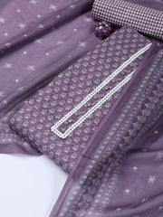 Neck Work Cotton Blend Unstitched Suit With Dupatta