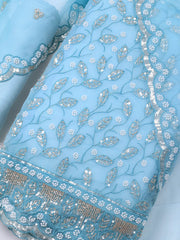 Embroidered Chiffon Unstitched Suit With Dupatta