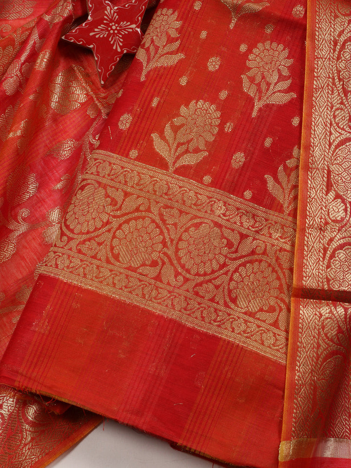 Woven Chanderi Unstitched Suit With Dupatta