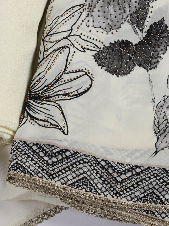 Printed Crepe Unstitched Suit With Dupatta