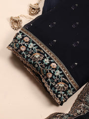 Stone Embroidery Georgette Unstitched Suit Piece With Dupatta