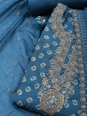 Neck Embroidered Cotton Blend Unstitched Suit With Dupatta
