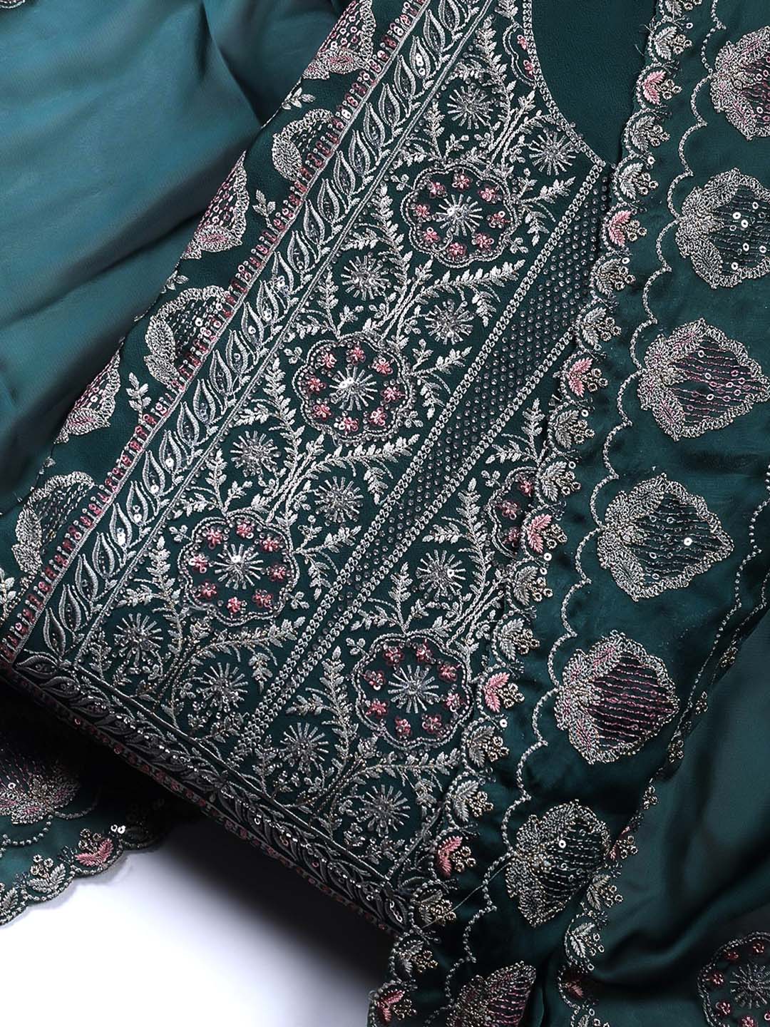 Embroidered Organza Unstitched Suit Piece With Dupatta