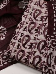 Printed Cotton Blend Unstitched Suit With Dupatta