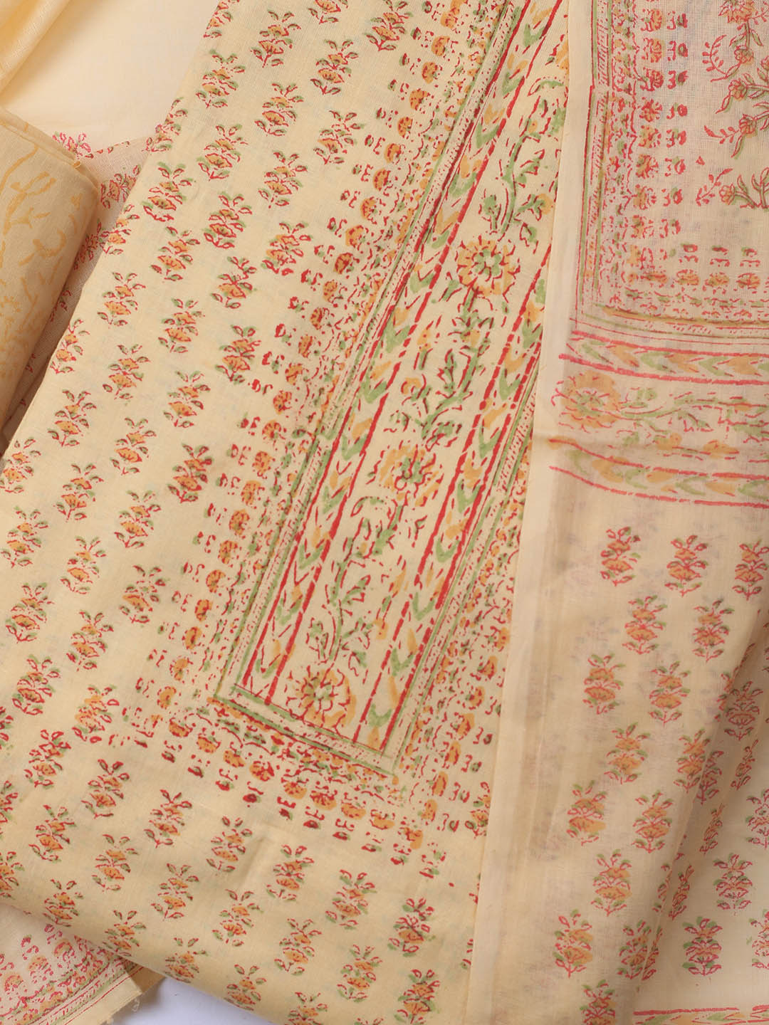 Printed Cotton Blend Unstitched Suit Piece With Dupatta