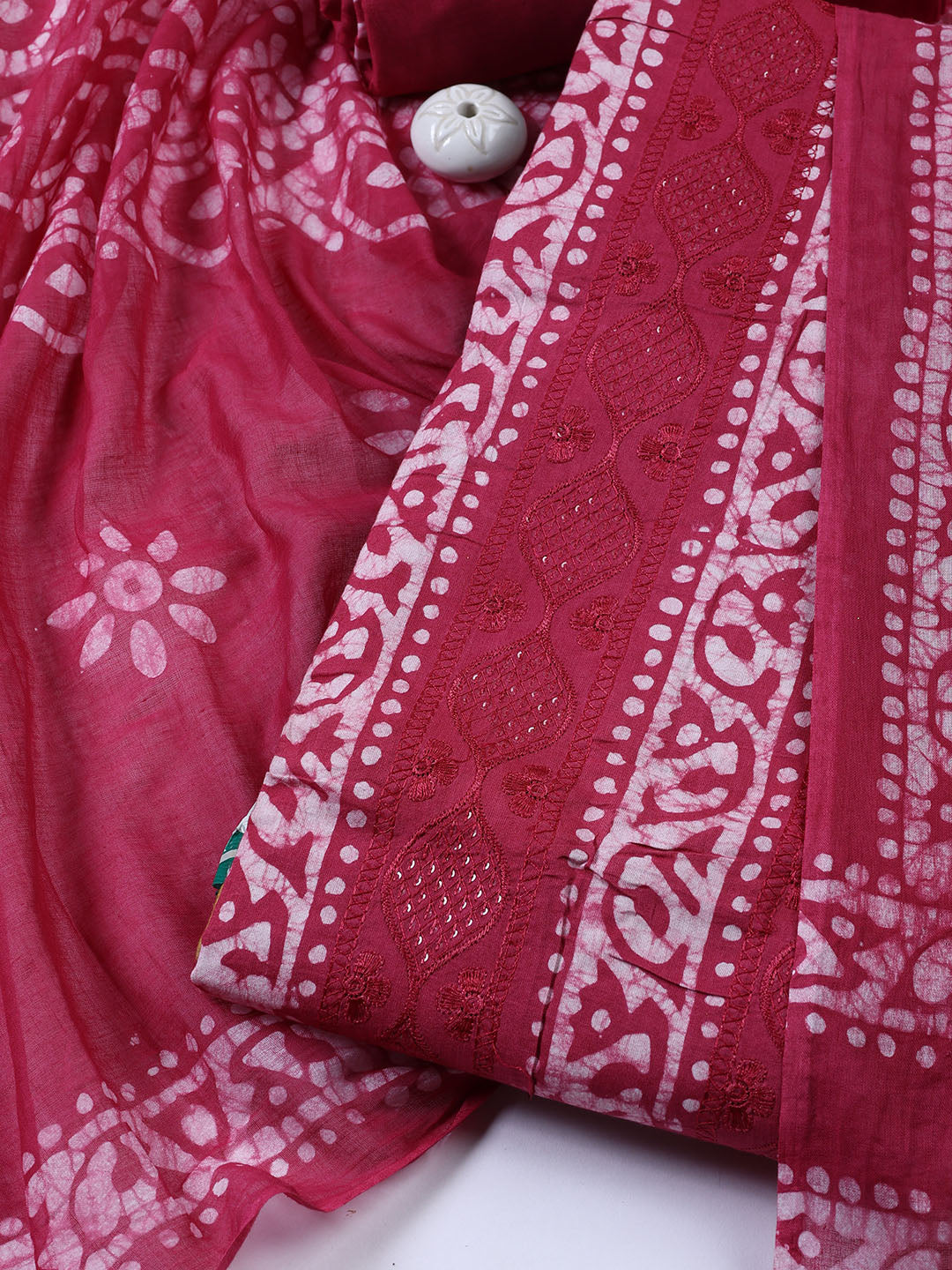 Printed Cotton Blend Unstitched Suit Piece With Dupatta