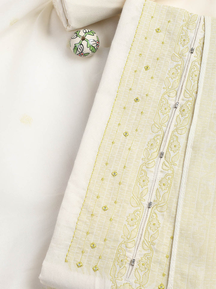 Neck Embroidery Cotton Blend Unstitched Suit With Dupatta
