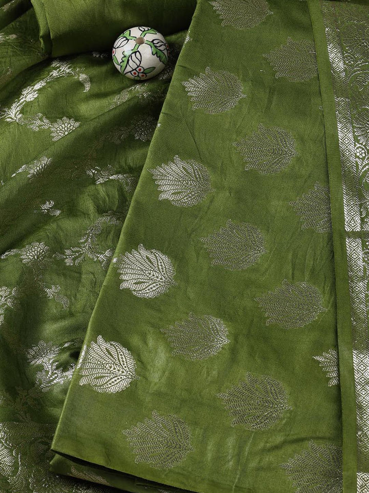 Woven Chanderi Unstitched Suit With Dupatta