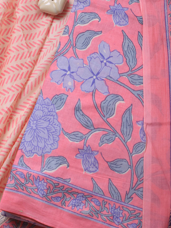 Printed Cotton Blend Unstitched Suit Piece With Dupatta