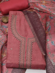 Neck Embroidery Tissue Unstitched Suit Piece With Dupatta