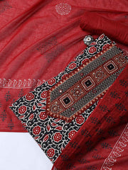 Printed Cotton Blend Unstitched Suit With Dupatta