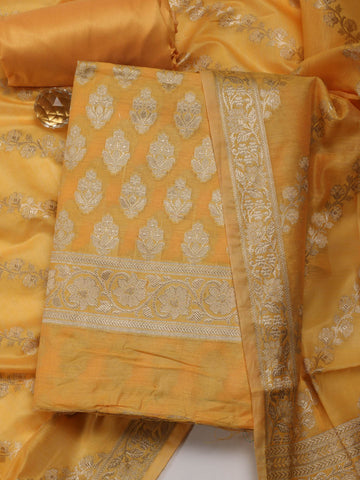 Ethnic Motifs Woven Chanderi Unstitched Suit With Dupatta