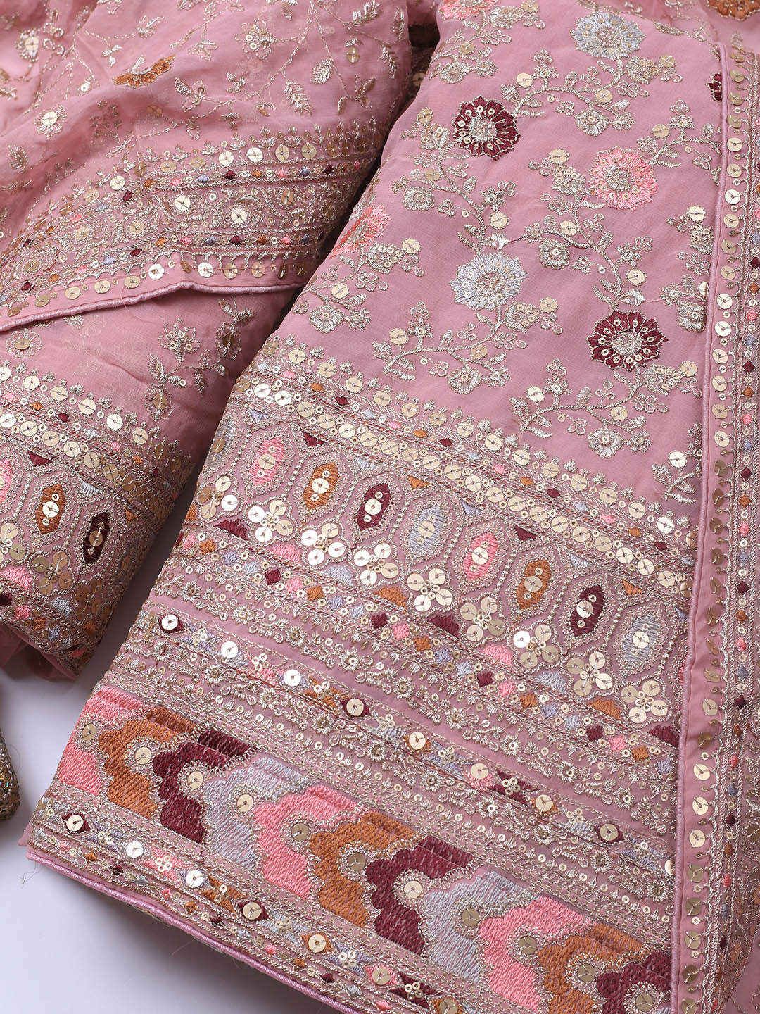 Embroidered Georgette Unstitched Suit Piece With Dupatta