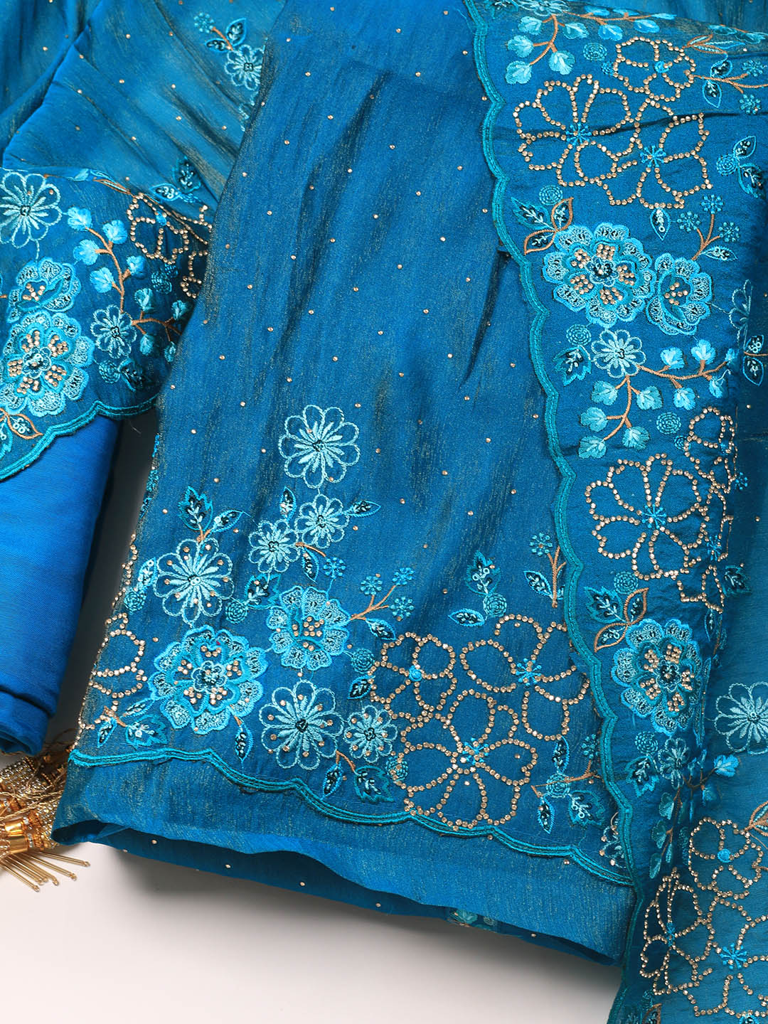 Embroidered Chinon Unstitched Suit With Dupatta