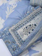 Neck Work Cotton Blend Unstitched Suit With Dupatta