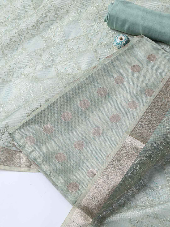 Woven Tissue Unstitched Suit With Dupatta