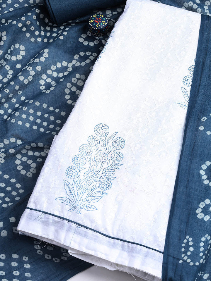 Printed Cotton Blend Unstitched Suit With Dupatta