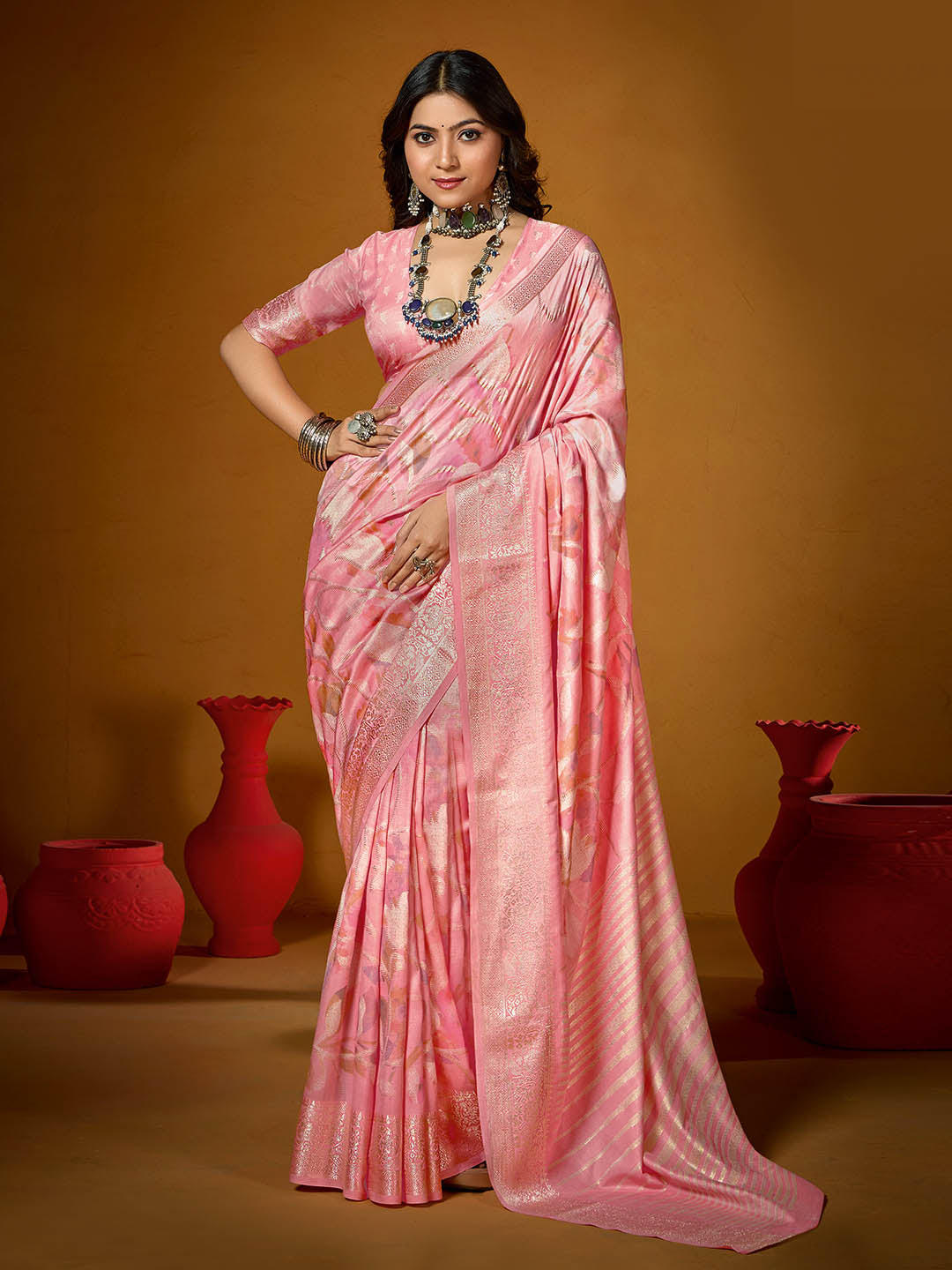 Zari Jaal Woven Art Silk Saree