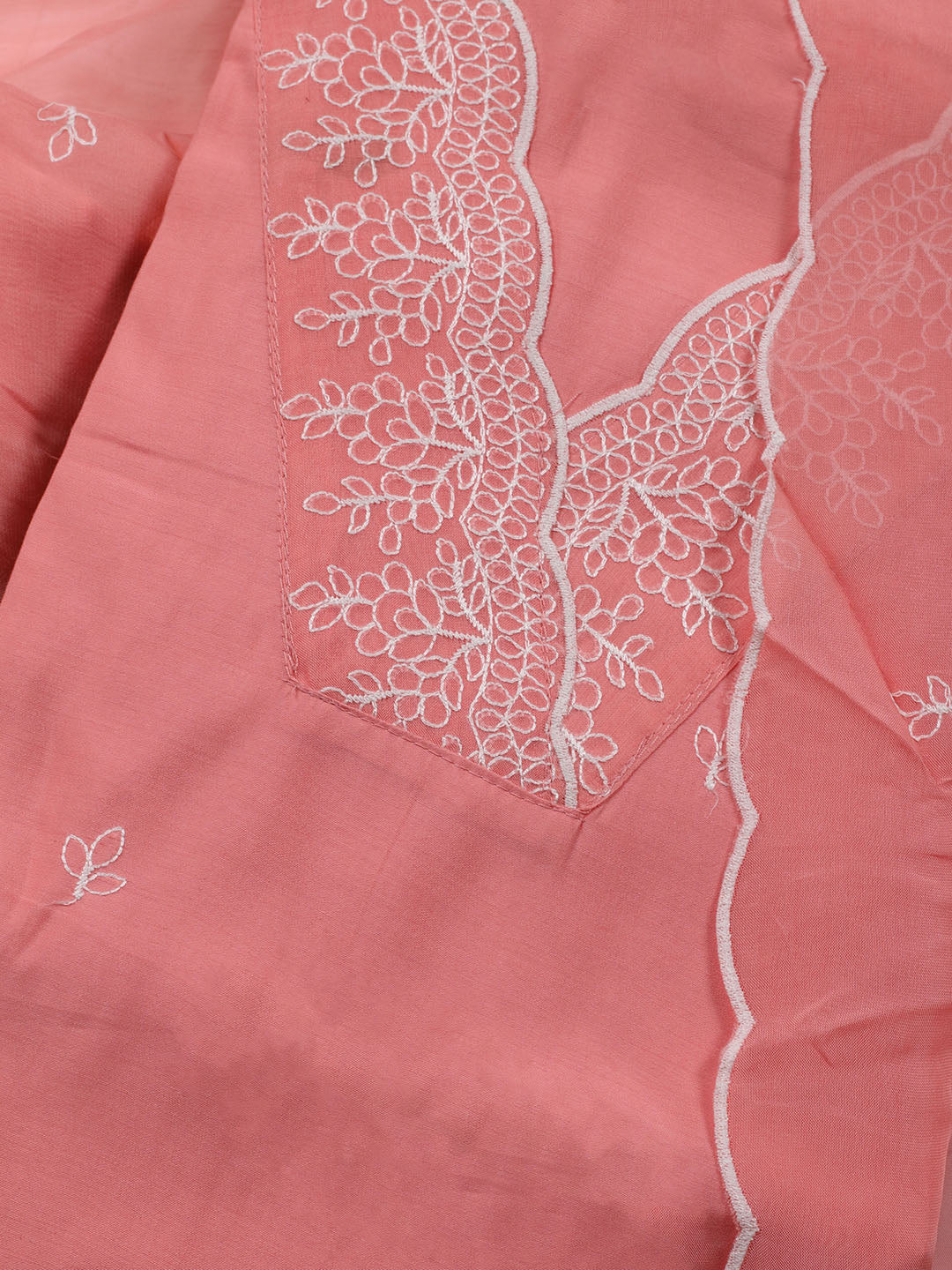 Neck Work Chanderi Unstitched Suit Piece With Dupatta
