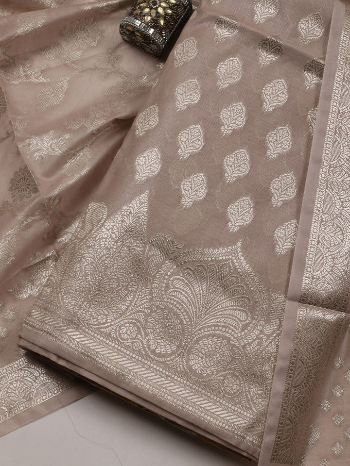 Woven Chanderi Unstitched Suit With Dupatta