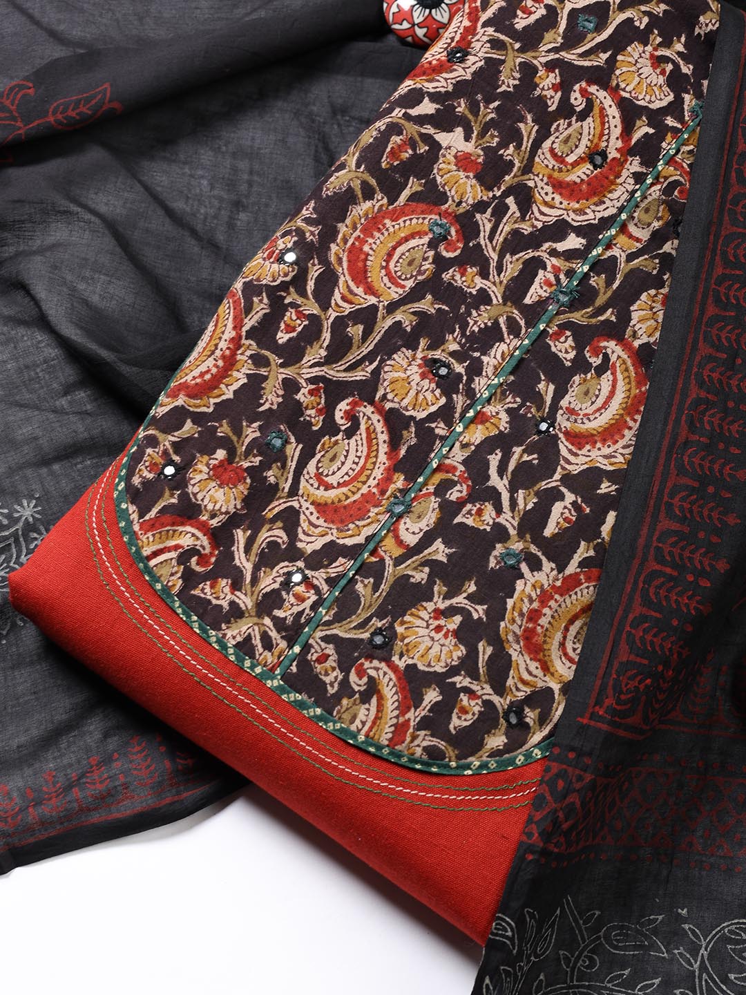 Printed Cotton Blend Unstitched Suit Piece With Dupatta