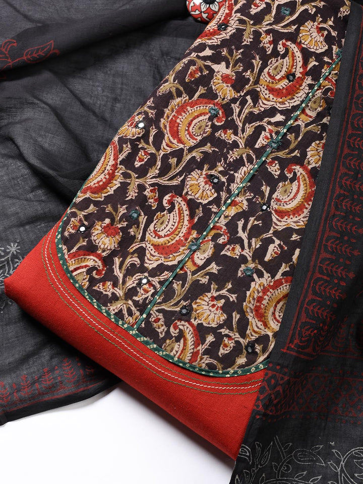 Printed Cotton Blend Unstitched Suit Piece With Dupatta