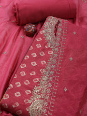 Neck Embroidered Cotton Blend Unstitched Suit With Dupatta