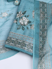 Floral Printed Linen Unstitched Suit With Dupatta