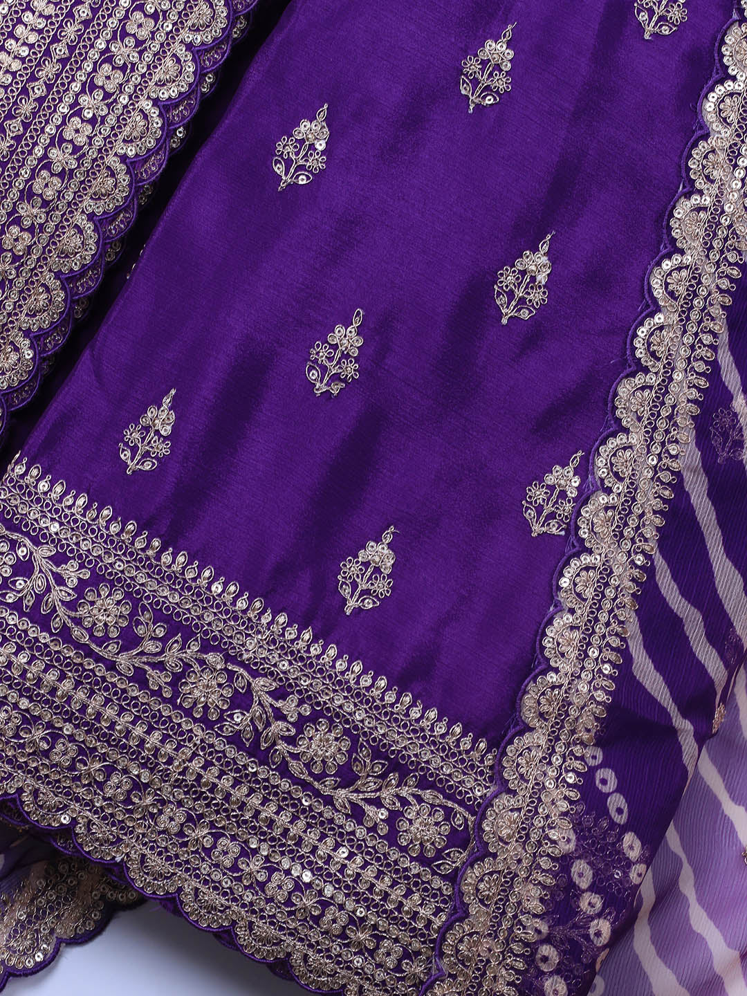 Embroidered Art Silk Unstitched Suit Piece With Dupatta