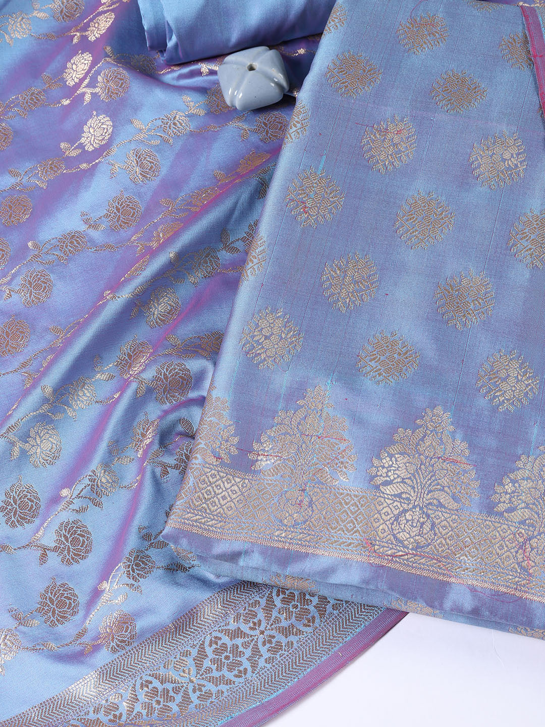 Woven Chanderi Unstitched Suit Piece With Dupatta