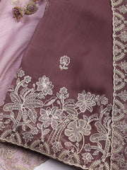 Embroidered Organza Unstitched Suit With Dupatta