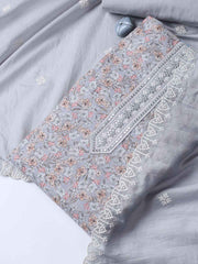 Printed Cotton Blend Unstitched Suit With Dupatta