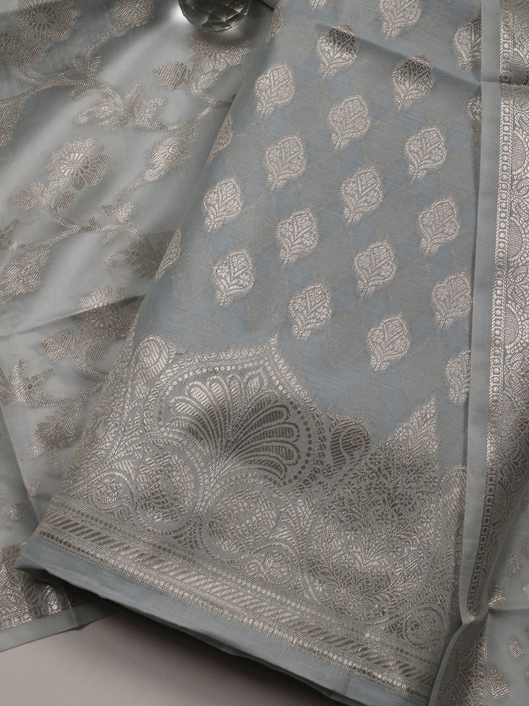 Woven Chanderi Unstitched Suit With Dupatta