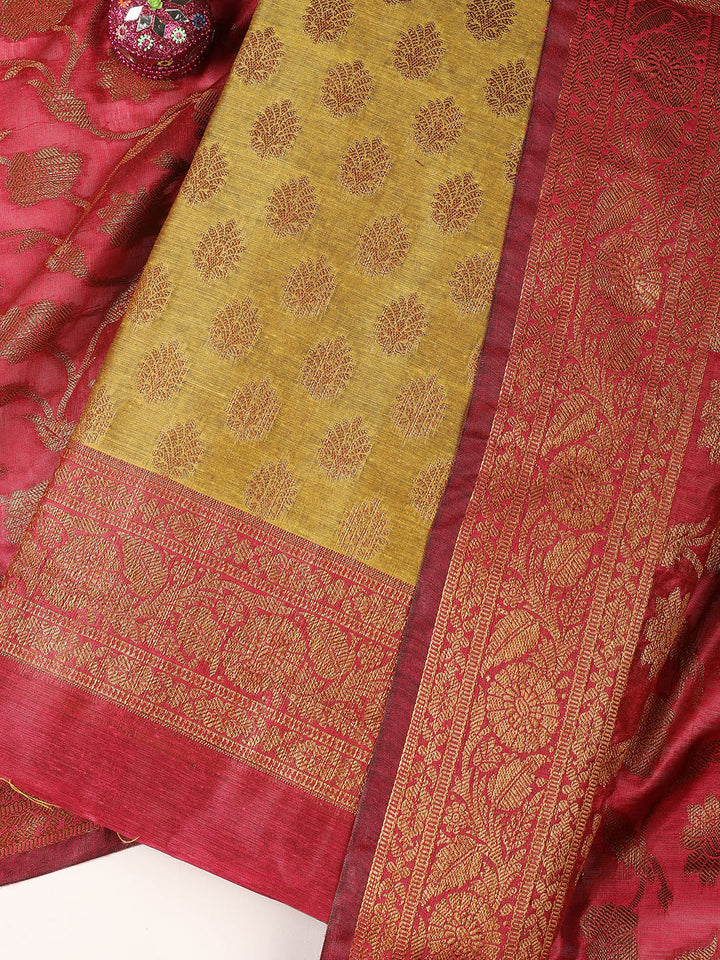 Banarasi Chanderi Unstitched Suit With Dupatta