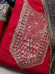 Neck Embroidered Chanderi Unstitched Suit Piece With Dupatta