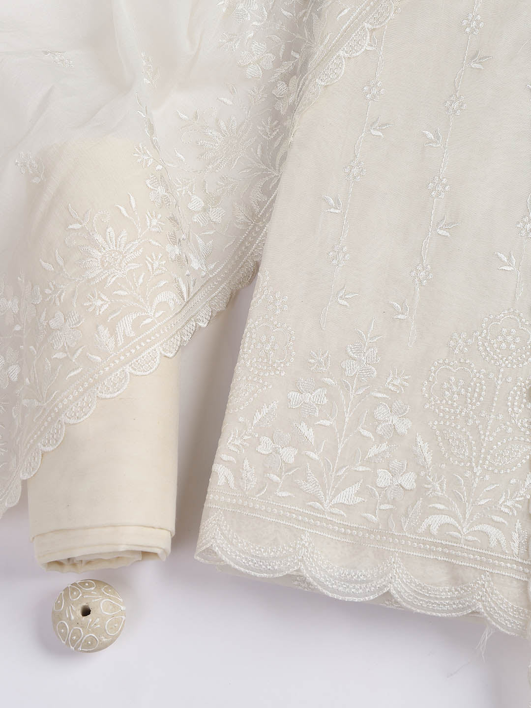 Embroidered Chanderi Unstitched Suit With Dupatta