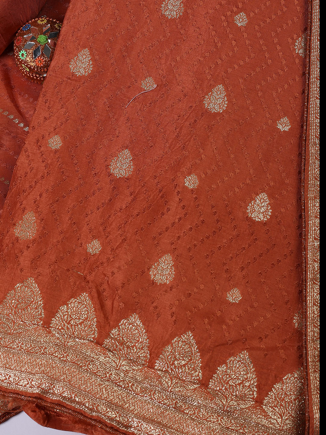 Woven Border Chanderi Unstitched Suit With Dupatta