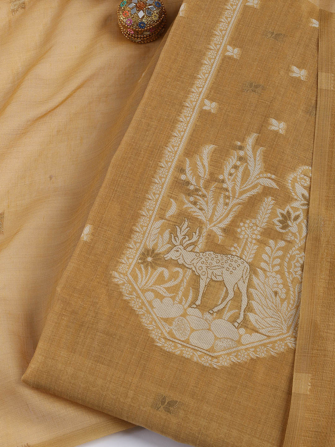 Woven Chanderi Unstitched Suit With Dupatta