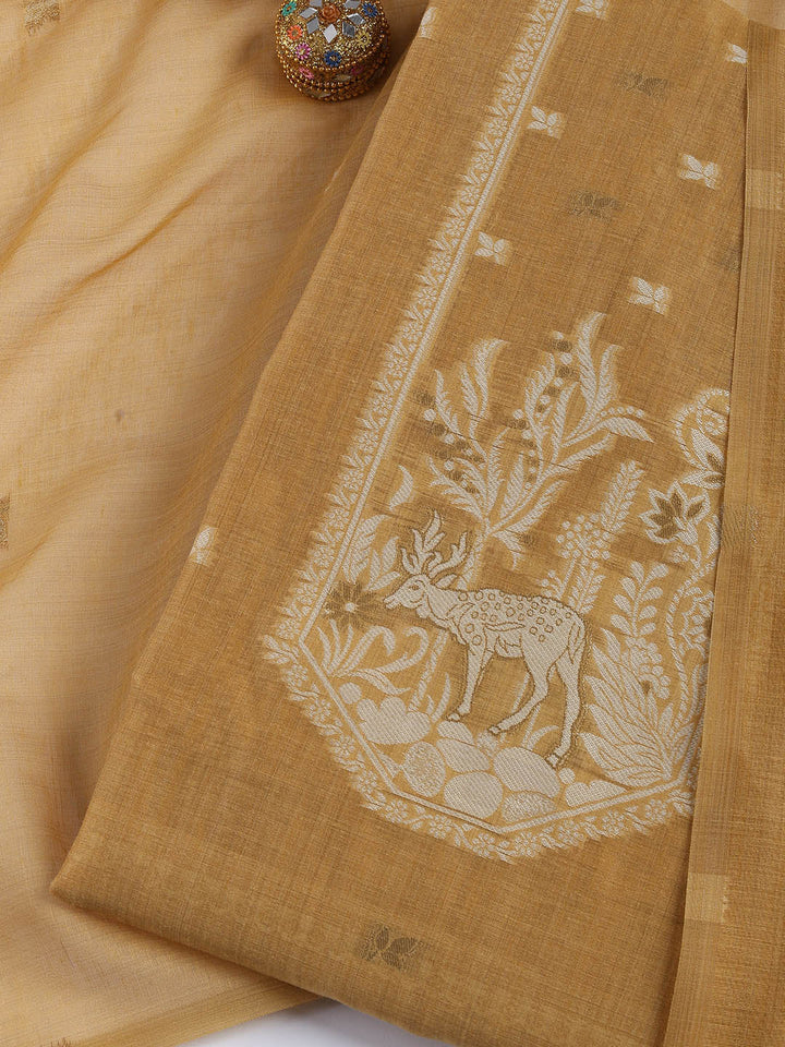 Woven Chanderi Unstitched Suit With Dupatta