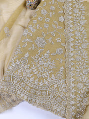 Neck Embroidered Tissue Unstitched Suit With Dupatta