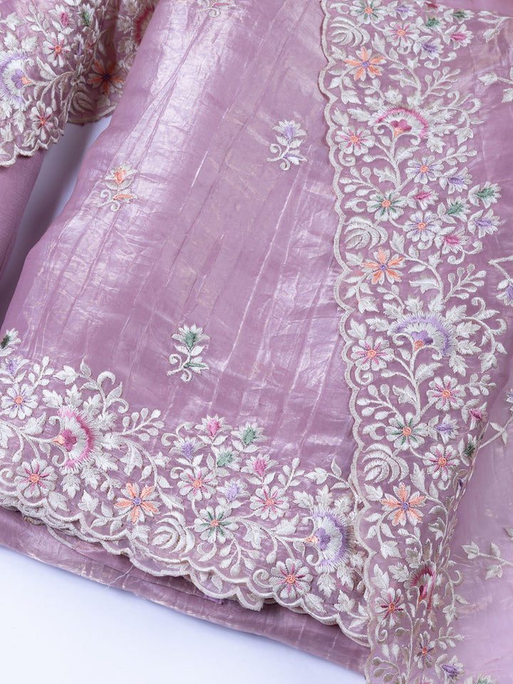Embroidered Tissue Unstitched Suit With Dupatta