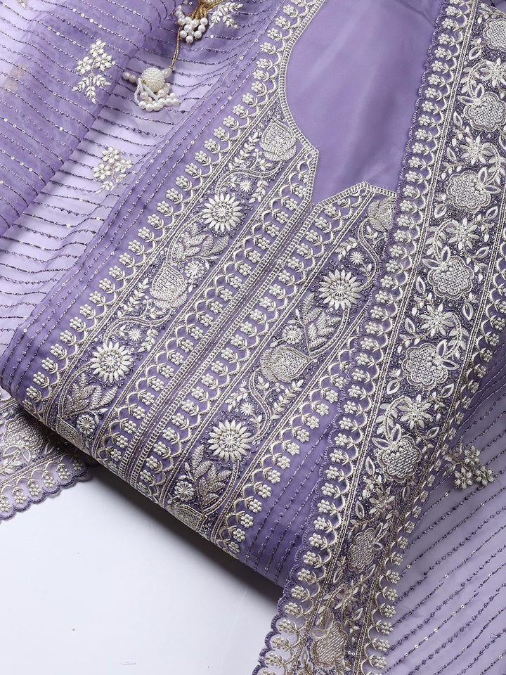 Embroidered Organza Unstitched Suit Piece With Dupatta