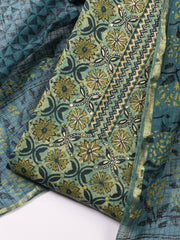 Printed Cotton Blend Unstitched Suit With Dupatta