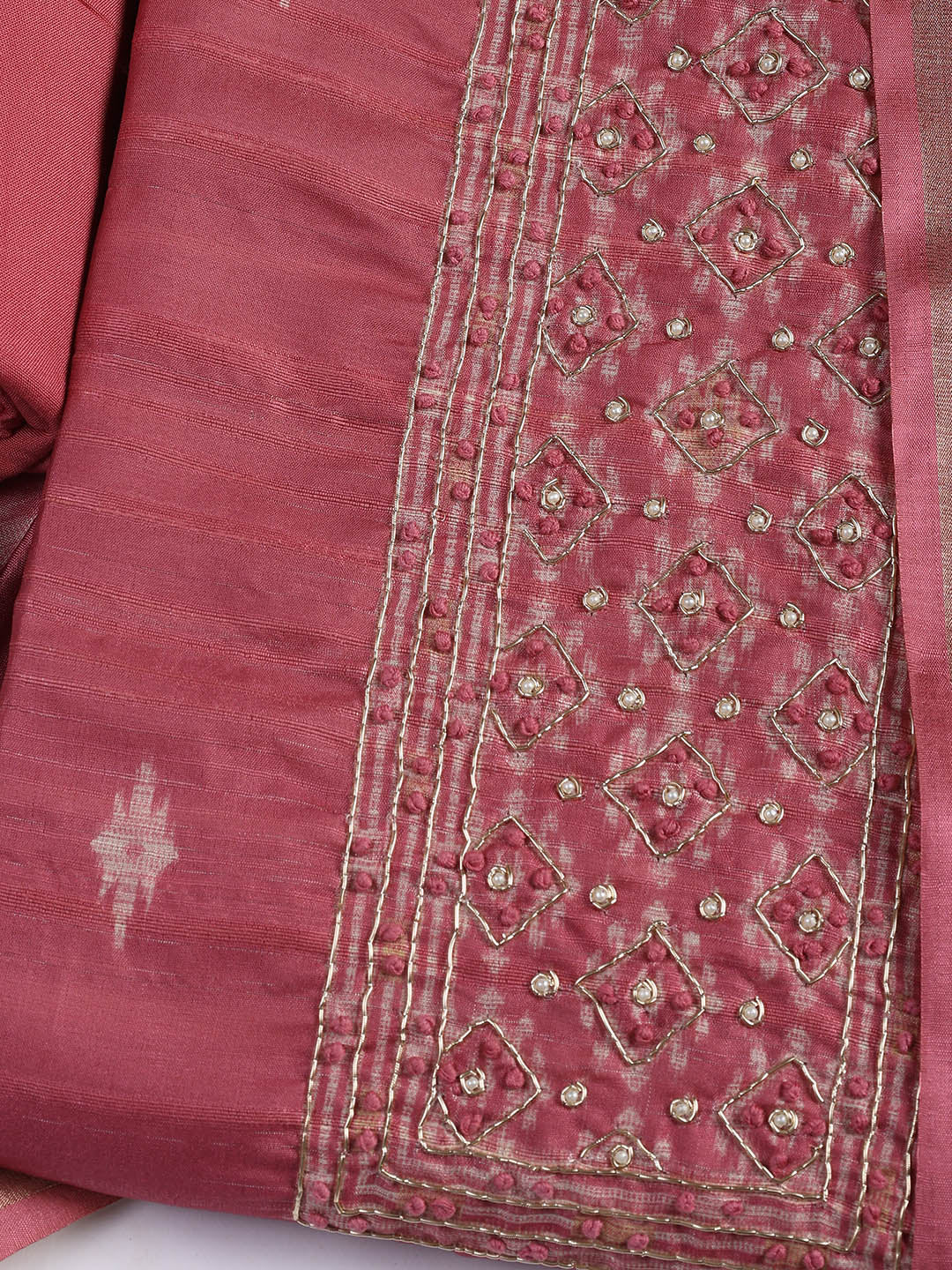 Embroidered Chanderi Unstitched Suit Piece With Dupatta